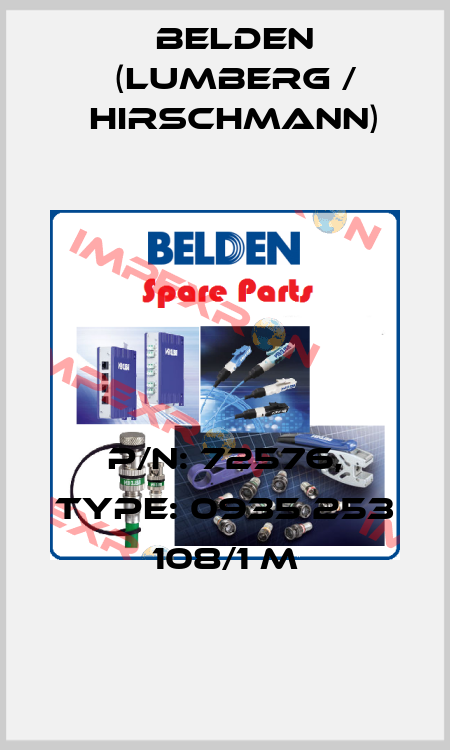P/N: 72576, Type: 0935 253 108/1 M Belden (Lumberg / Hirschmann)