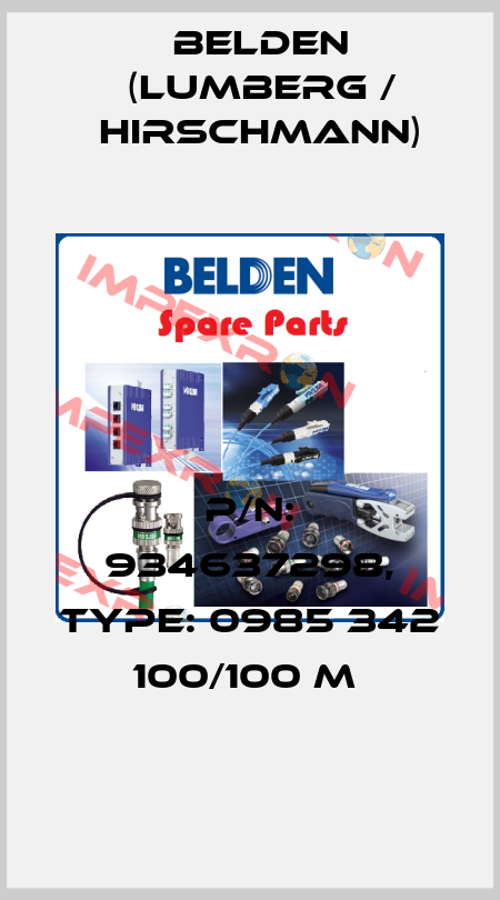 P/N: 934637298, Type: 0985 342 100/100 M  Belden (Lumberg / Hirschmann)