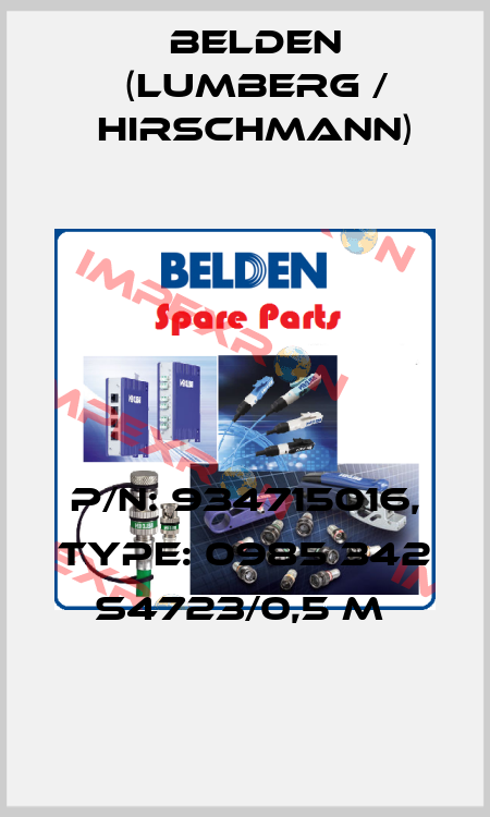 P/N: 934715016, Type: 0985 342 S4723/0,5 M  Belden (Lumberg / Hirschmann)