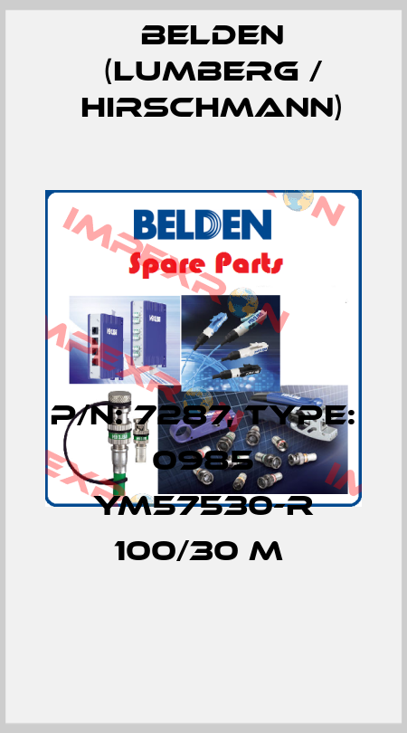 P/N: 7287, Type: 0985 YM57530-R 100/30 M  Belden (Lumberg / Hirschmann)