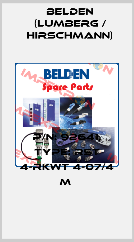 P/N: 92641, Type: RST 4-RKWT 4-07/4 M  Belden (Lumberg / Hirschmann)
