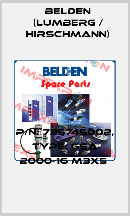 P/N: 735745002, Type: GSA 2000-16 M3x5  Belden (Lumberg / Hirschmann)