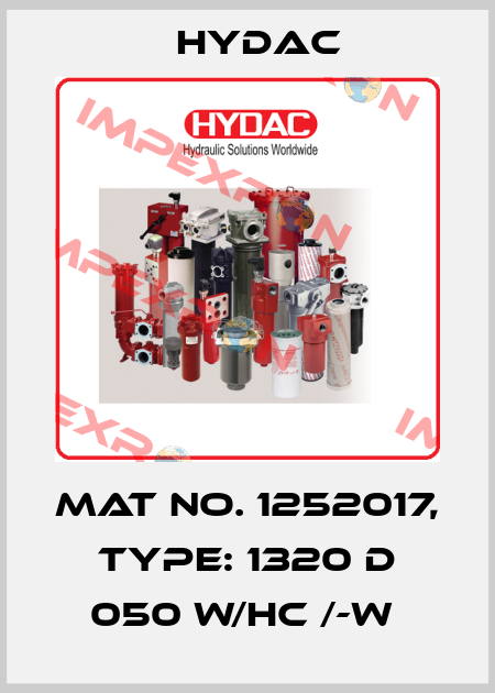 Mat No. 1252017, Type: 1320 D 050 W/HC /-W  Hydac