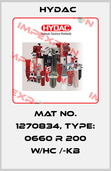 Mat No. 1270834, Type: 0660 R 200 W/HC /-KB Hydac