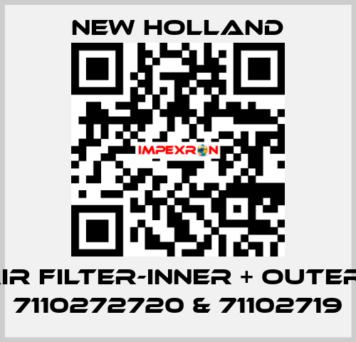 AIR FILTER-INNER + OUTER= 7110272720 & 71102719 New Holland