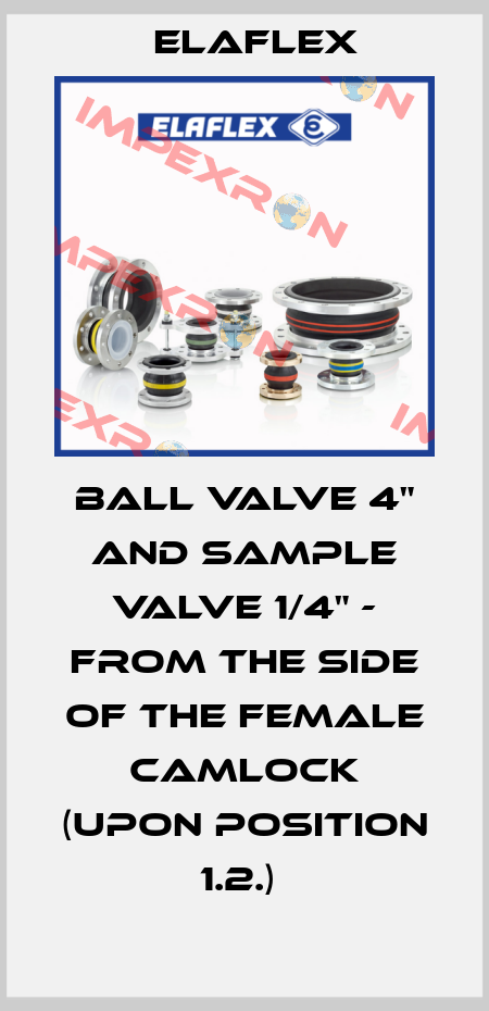 BALL VALVE 4" AND SAMPLE VALVE 1/4" - FROM THE SIDE OF THE FEMALE CAMLOCK (UPON POSITION 1.2.)  Elaflex