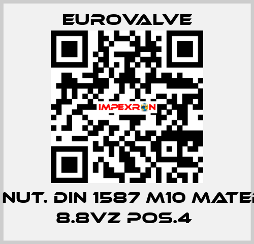 CUP NUT. DIN 1587 M10 MATERIAL 8.8VZ POS.4  Eurovalve