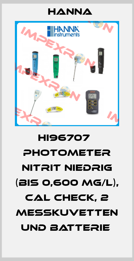 HI96707   PHOTOMETER NITRIT NIEDRIG (BIS 0,600 MG/L), CAL CHECK, 2 MESSKUVETTEN UND BATTERIE  Hanna