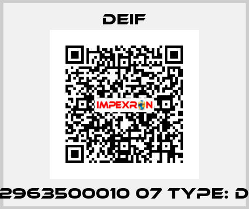 P/N: 2963500010 07 Type: DCP2  Deif