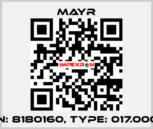 P/N: 8180160, Type: 017.000.2 Mayr