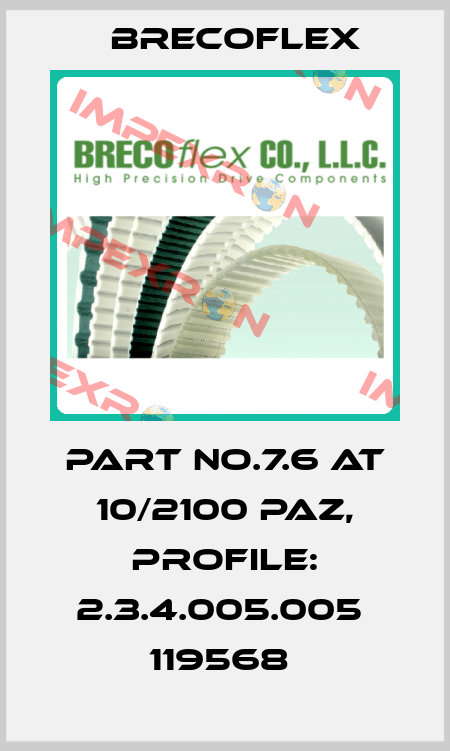 PART NO.7.6 AT 10/2100 PAZ, PROFILE: 2.3.4.005.005  119568  Brecoflex