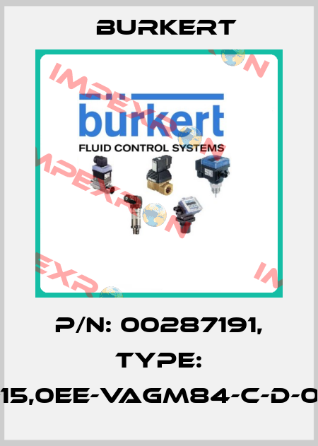 P/N: 00287191, Type: 2006-A3-15,0EE-VAGM84-C-D-00N1-0000 Burkert