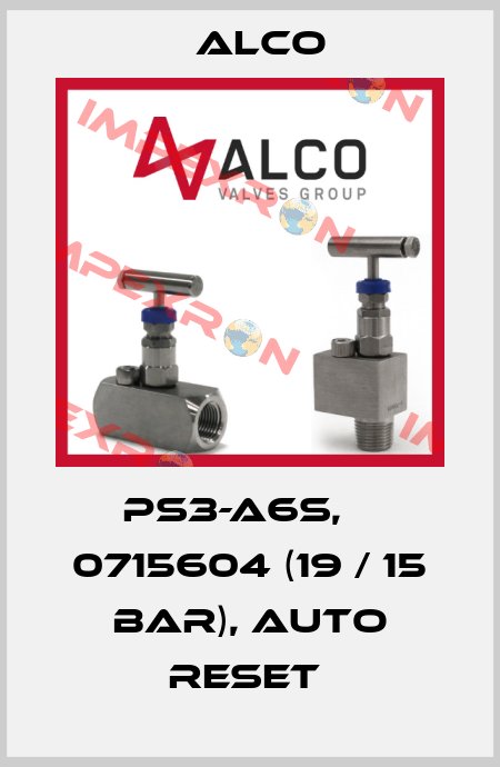 PS3-A6S, № 0715604 (19 / 15 BAR), AUTO RESET  Alco