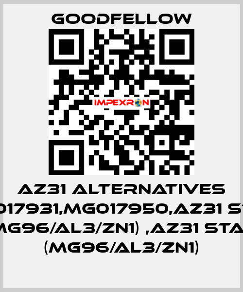 AZ31 alternatives MG017931,MG017950,AZ31 Stab (Mg96/Al3/Zn1) ,AZ31 Stab (Mg96/Al3/Zn1) Goodfellow