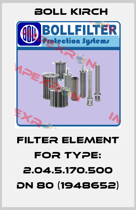 filter element for Type: 2.04.5.170.500 DN 80 (1948652) Boll Kirch