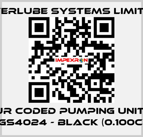 Colour coded pumping units for XGS4024 - Black (0.100cc) Interlube Systems Limited