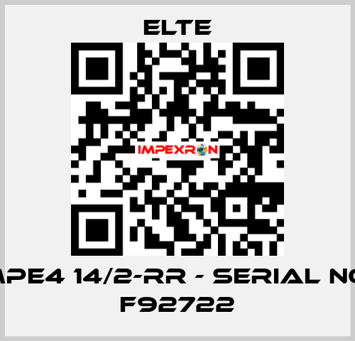TMPE4 14/2-RR - Serial No .: F92722 Elte