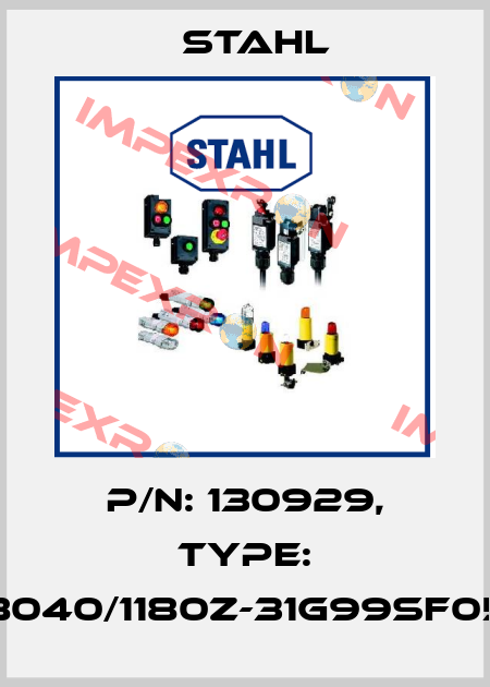 P/N: 130929, Type: 8040/1180Z-31G99SF05 Stahl