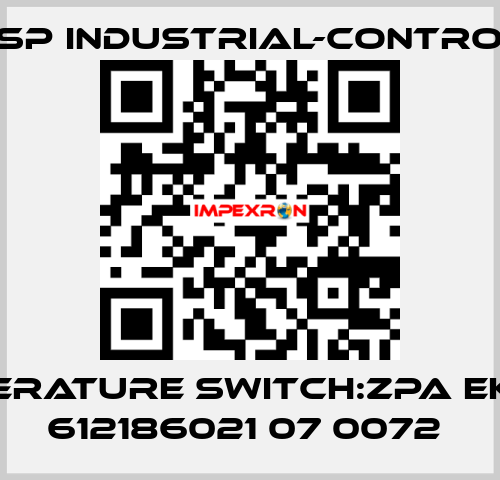 TEMPERATURE SWITCH:ZPA EKOREG 612186021 07 0072  JSP Industrial-Control