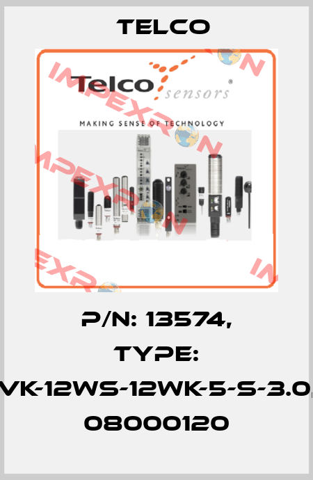 p/n: 13574, Type: VK-12WS-12WK-5-S-3.0, 08000120 Telco