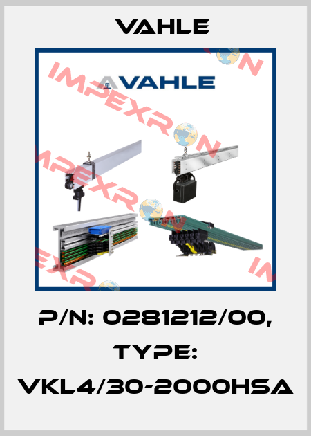 P/n: 0281212/00, Type: VKL4/30-2000HSA Vahle