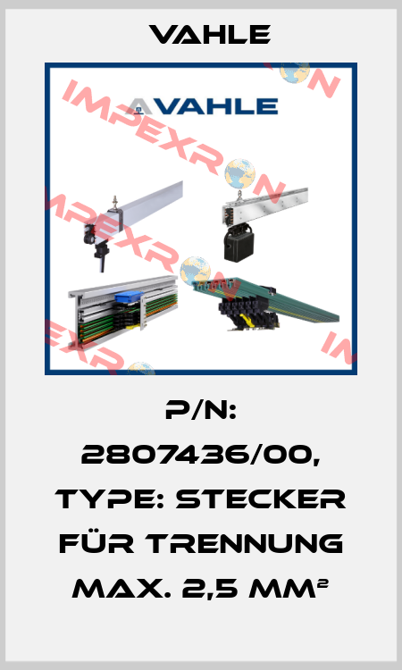 P/n: 2807436/00, Type: Stecker für Trennung max. 2,5 mm² Vahle