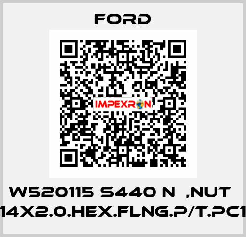 W520115 S440 N  ,NUT  M14X2.0.HEX.FLNG.P/T.PC10  Ford