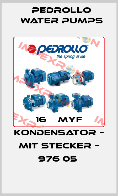 16    MYF KONDENSATOR – MIT STECKER – 976 05  Pedrollo Water Pumps