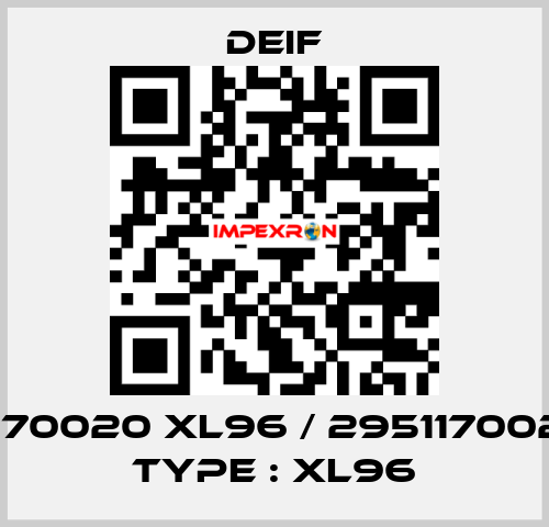 ;2951170020 XL96 / 2951170020.17 / Type : XL96 Deif