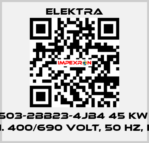 1TZ9503-2BB23-4JB4 45 kW 1500 1/min. 400/690 Volt, 50 Hz, IP 55 ELEKTRA