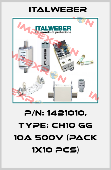 P/N: 1421010, Type: CH10 gG 10A 500V (pack 1x10 pcs) Italweber