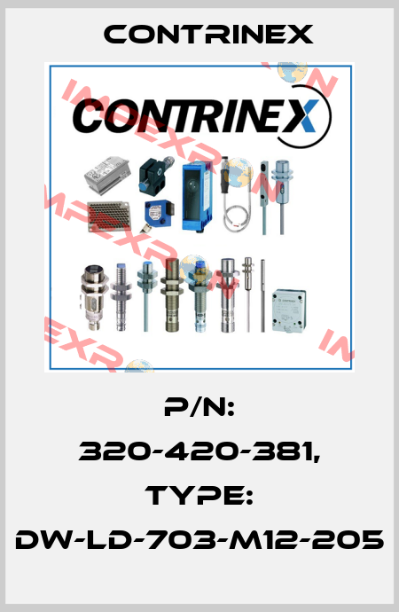 p/n: 320-420-381, Type: DW-LD-703-M12-205 Contrinex