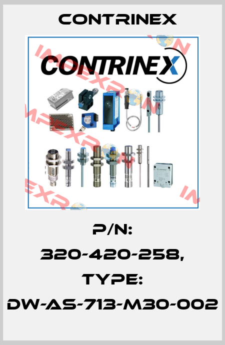 p/n: 320-420-258, Type: DW-AS-713-M30-002 Contrinex