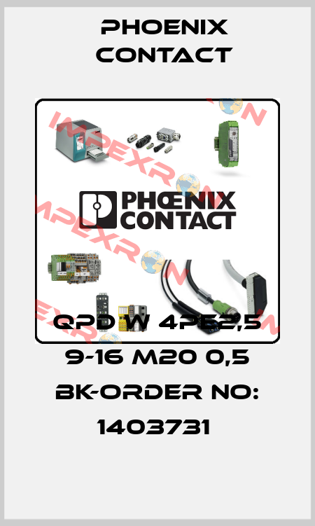 QPD W 4PE2,5 9-16 M20 0,5 BK-ORDER NO: 1403731  Phoenix Contact