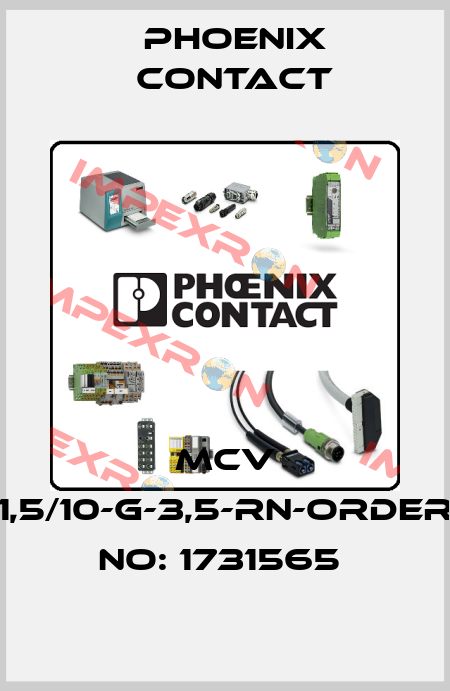 MCV 1,5/10-G-3,5-RN-ORDER NO: 1731565  Phoenix Contact