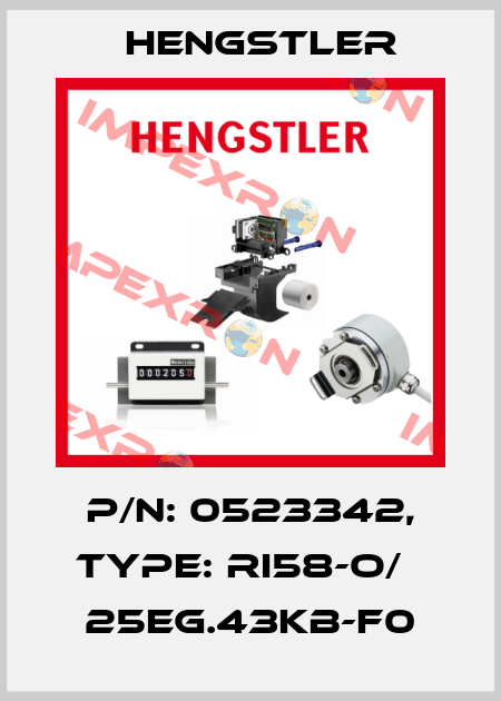p/n: 0523342, Type: RI58-O/   25EG.43KB-F0 Hengstler