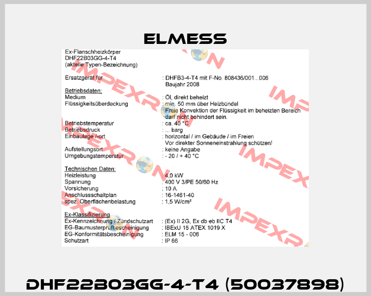  DHF22B03GG-4-T4 (50037898)  Elmess
