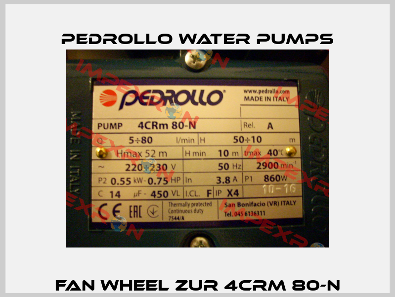 Fan wheel zur 4CRm 80-N Pedrollo Water Pumps