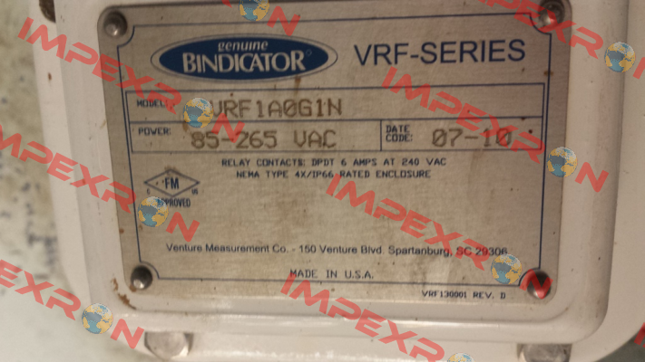 VRF1A0G1N   obsolete replaced by VRFII-SG-N  Bindicator