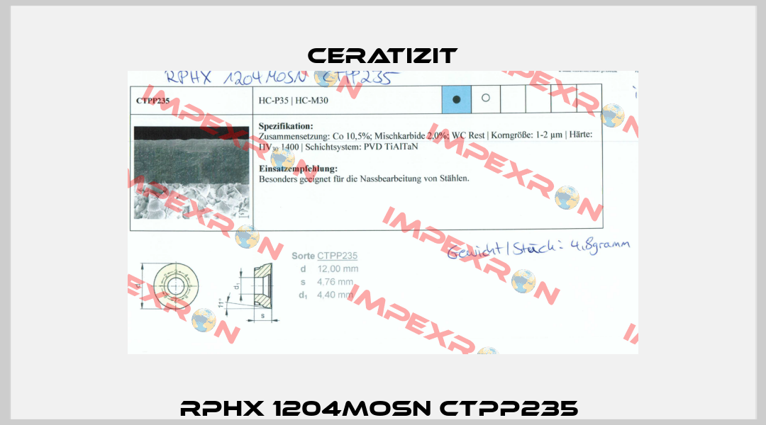 RPHX 1204MOSN CTPP235  Ceratizit