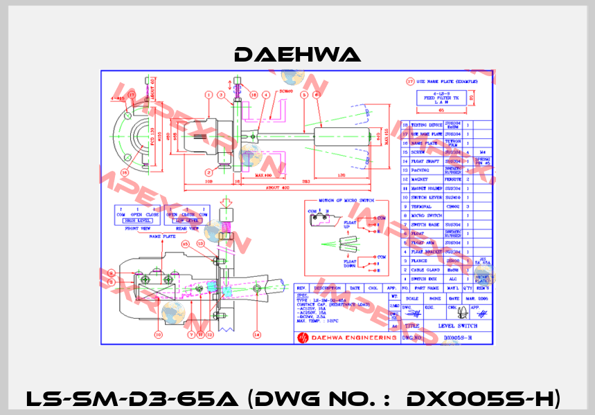 LS-SM-D3-65A (Dwg No. :  DX005S-H)  Daehwa