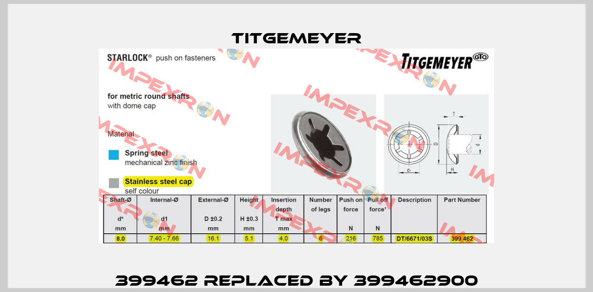 399462 REPLACED BY 399462900 Titgemeyer