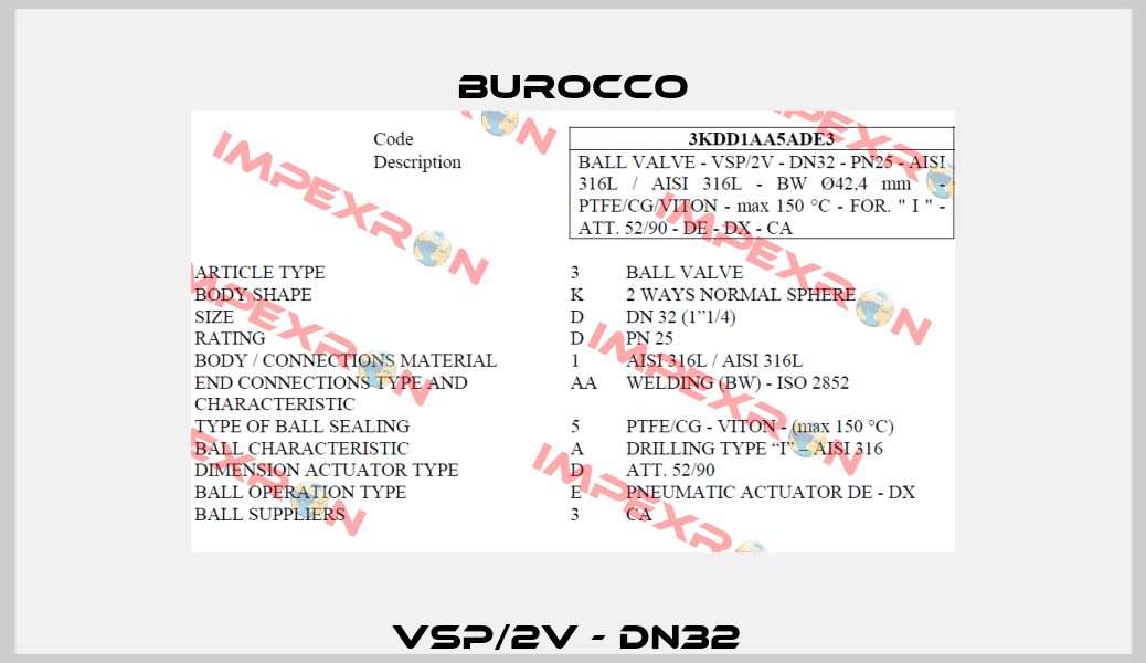 VSP/2V - DN32  Burocco