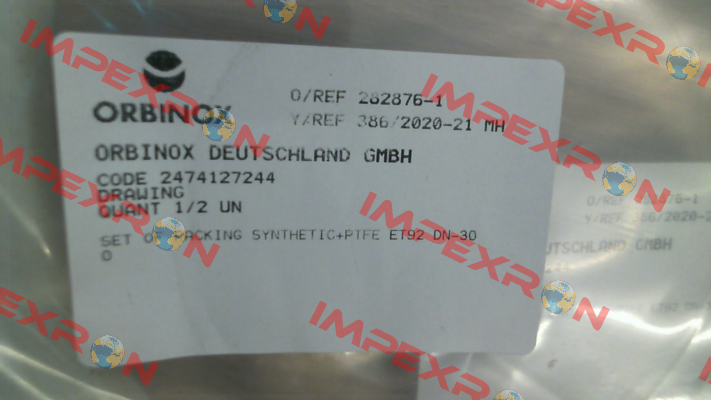 Set of Packing for Type ET DN 300 Orbinox