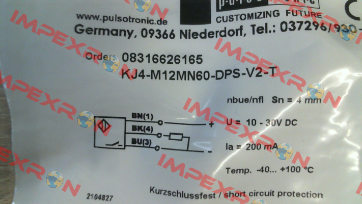 p/n: 08316626165, Type: KJ4-M12MN60-DPS-V2-T Pulsotronic