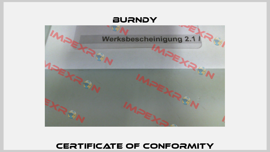 Certificate of conformity Burndy