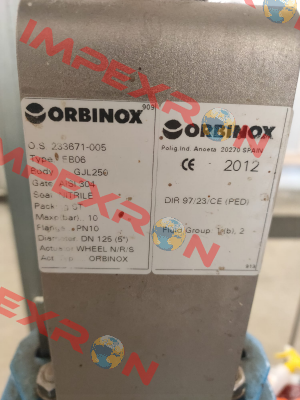 Typ EB06 PN10 DN 125 Orbinox