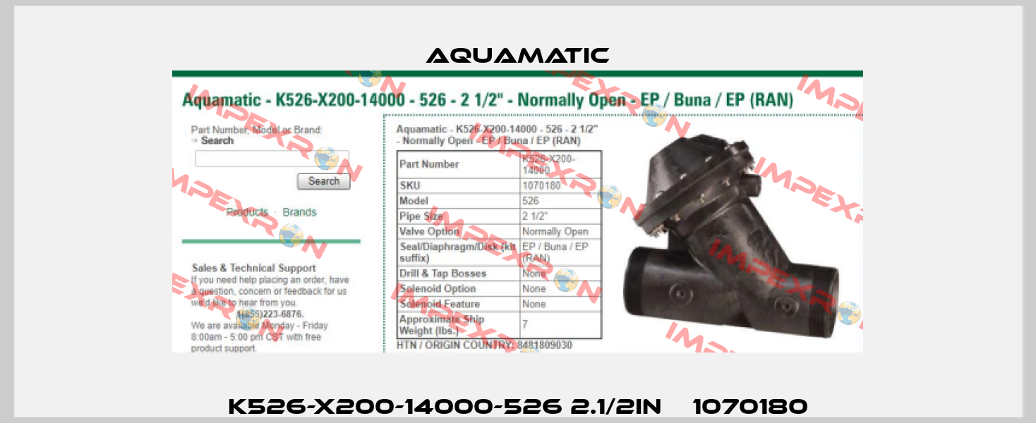 K526-X200-14000-526 2.1/2IN    1070180 AquaMatic