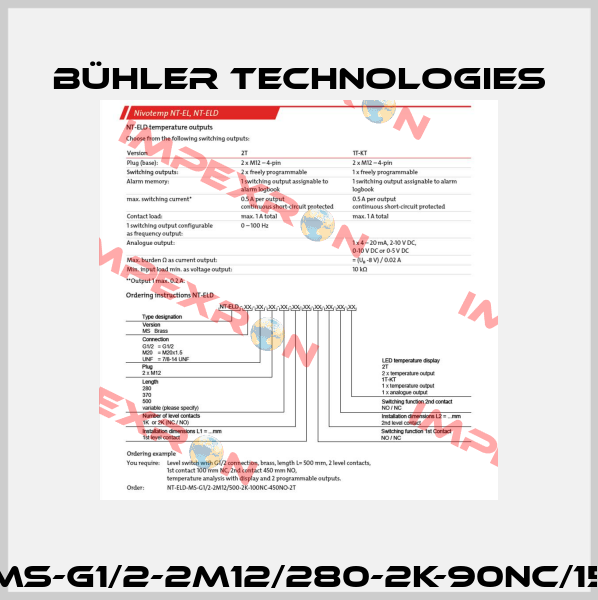 NT ELD-MS-G1/2-2M12/280-2K-90NC/150NO-2T Bühler Technologies