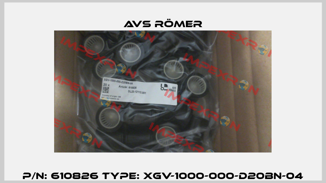 P/N: 610826 Type: XGV-1000-000-D20BN-04 Avs Römer
